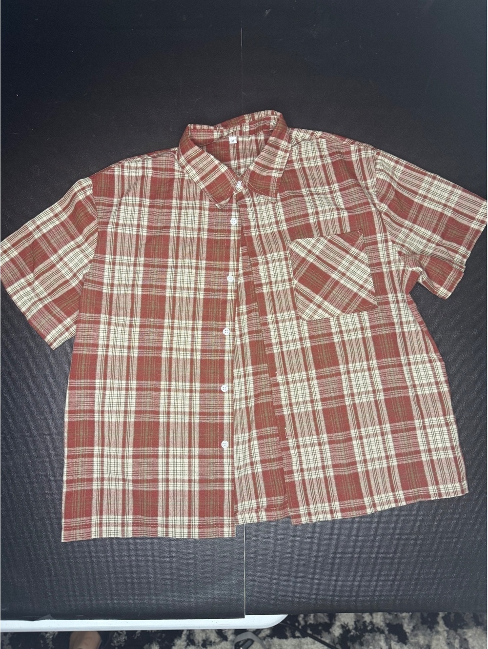 Men's Casual Short Sleeve Plaid Button-Up Shirt
